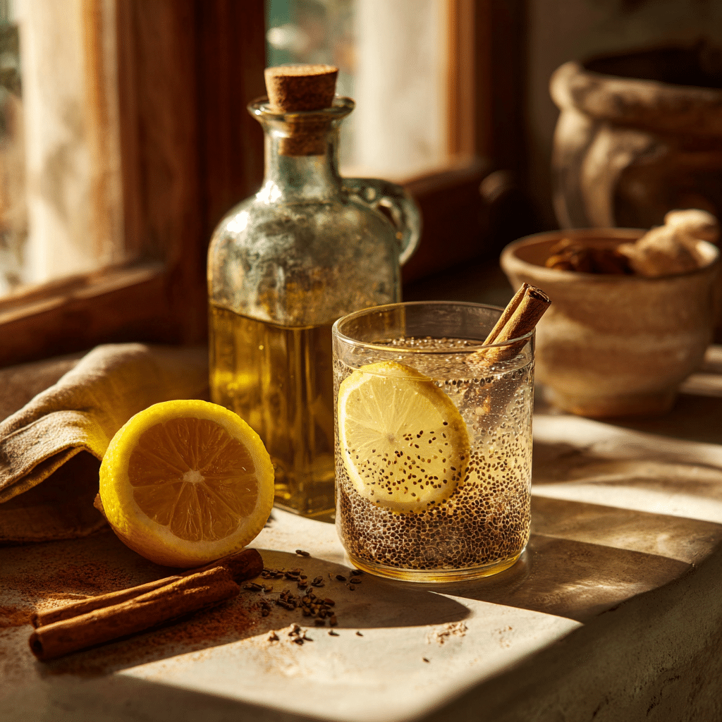 Natural Ozempic Recipe 4 Natural Ozempic recipe fat-burning drink on kitchen counter