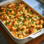 Dolly’s chicken and stuffing casserole in baking dish