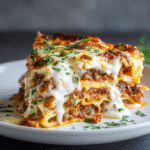 San Giorgio Lasagna Recipe 5 Slice of San Giorgio lasagna recipe on plate